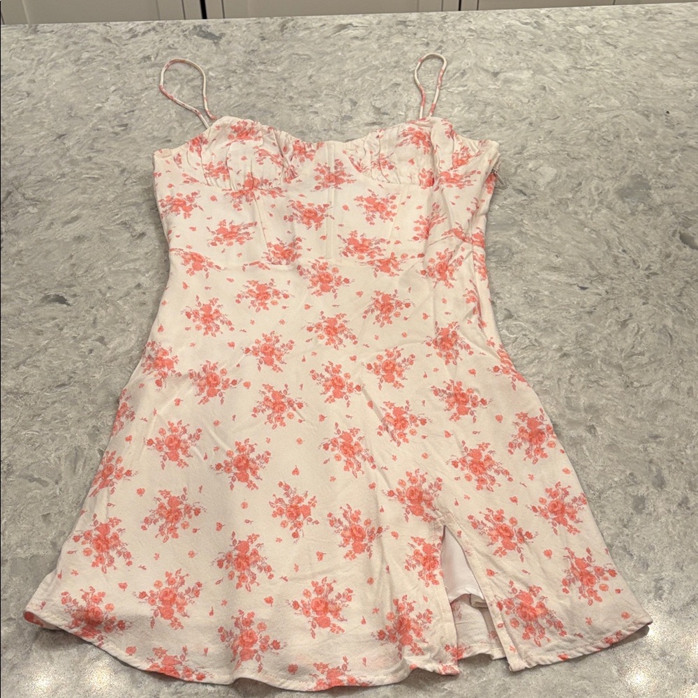 Cotton Candy Floral Mini Dress - Pink and White